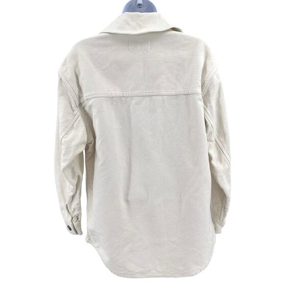 Everlane Cream Oversized Shirt Jacket Womens M Button Up Twill Cotton Collared - Picture 6 of 9